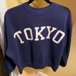 Navy Blue Graphic Long Sleeve Light Sweatshirt